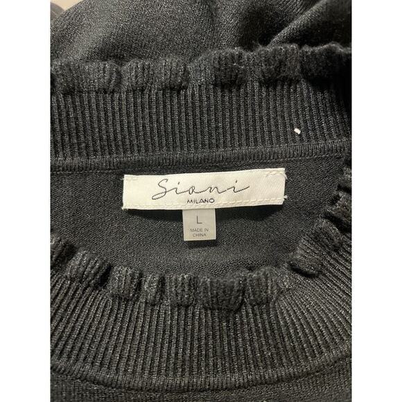 Siani Milano Ruffle Neck Floral Sleeve Sweater Jumper Womens Sz L Soft - Picture 6 of 7